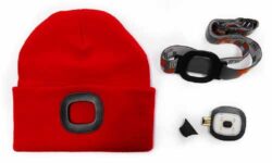 Čepice zimní červená s LED čelovkou MAGG 120258